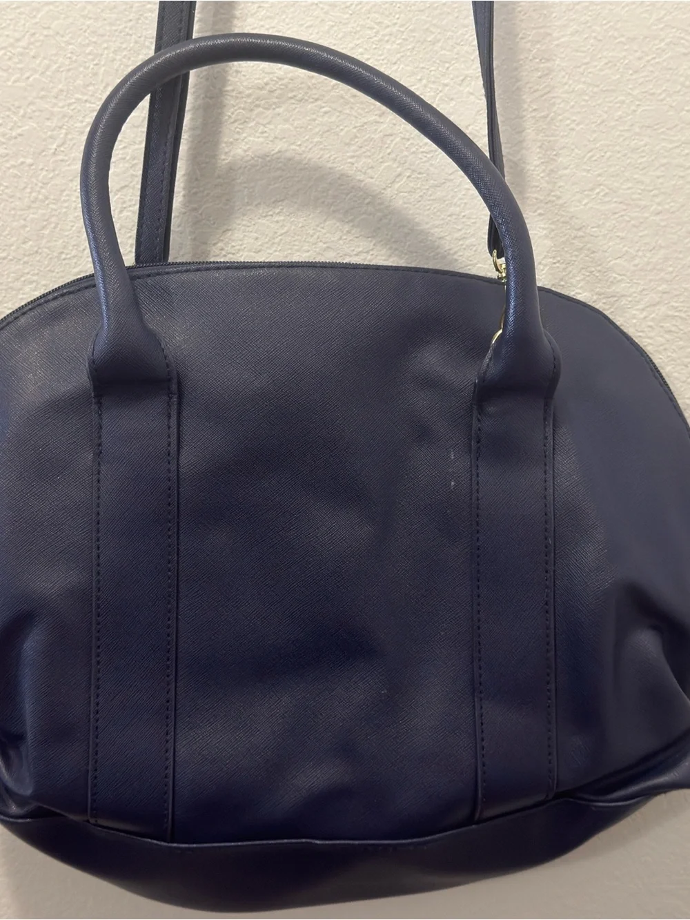 Icing Navy Blue Satchel Shoulder Bag Gold Hardware Adjustable Strap